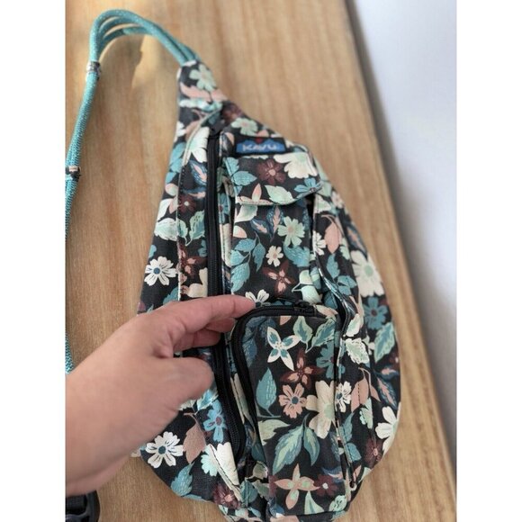 Kavu Floral Crossbody Bag - Teal and Brown - Picture 8 of 15